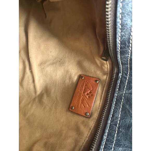 PATRICIA NASH Black Crackled Leather Satchel Crossbody bag - Picture 3 of 8